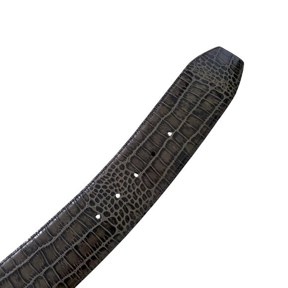 Vintage Croc Embossed Genuine Leather Belt Brown Wide Mob Wife Western Retro Y2K - Picture 7 of 8